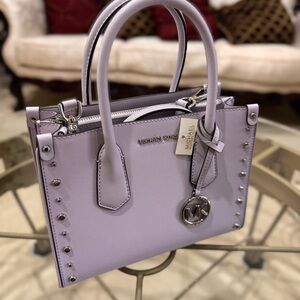 Michael Kors Lilac Satchel with Silver Accents
